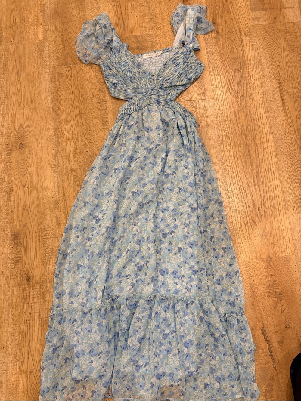 Altar'd State Light Blue Floral Smocked Maxi Dress - Picture 1 of 3